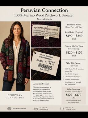 Peruvian Connection Multicolor Patchwork Merino Wool Cardigan